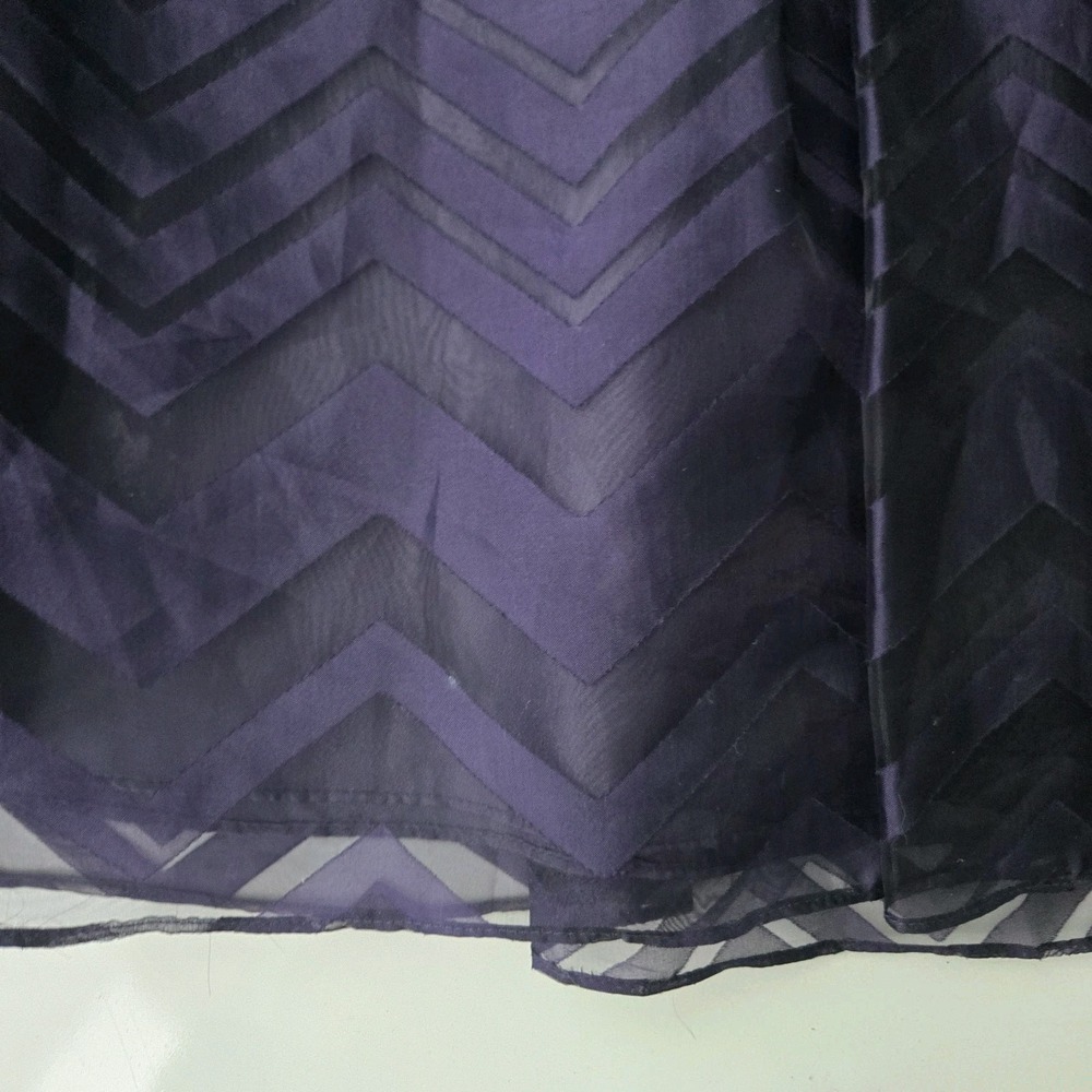 Purple Black Chevron Strapless Mini Dress Sweetheart Y2K Cocktail Party Pleated - Picture 3 of 14